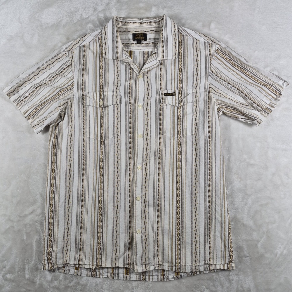 Billabong x Wrangler Shirt Men's Large White Western Geometric Aztec Button Up